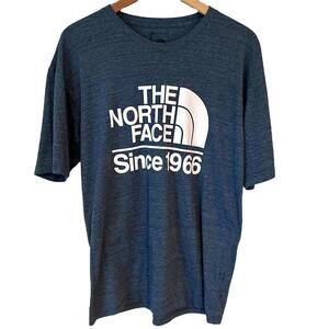 The North Face Logo Tee Shirt Men’s Small Heather Blue Crew Neck Short Sleeve